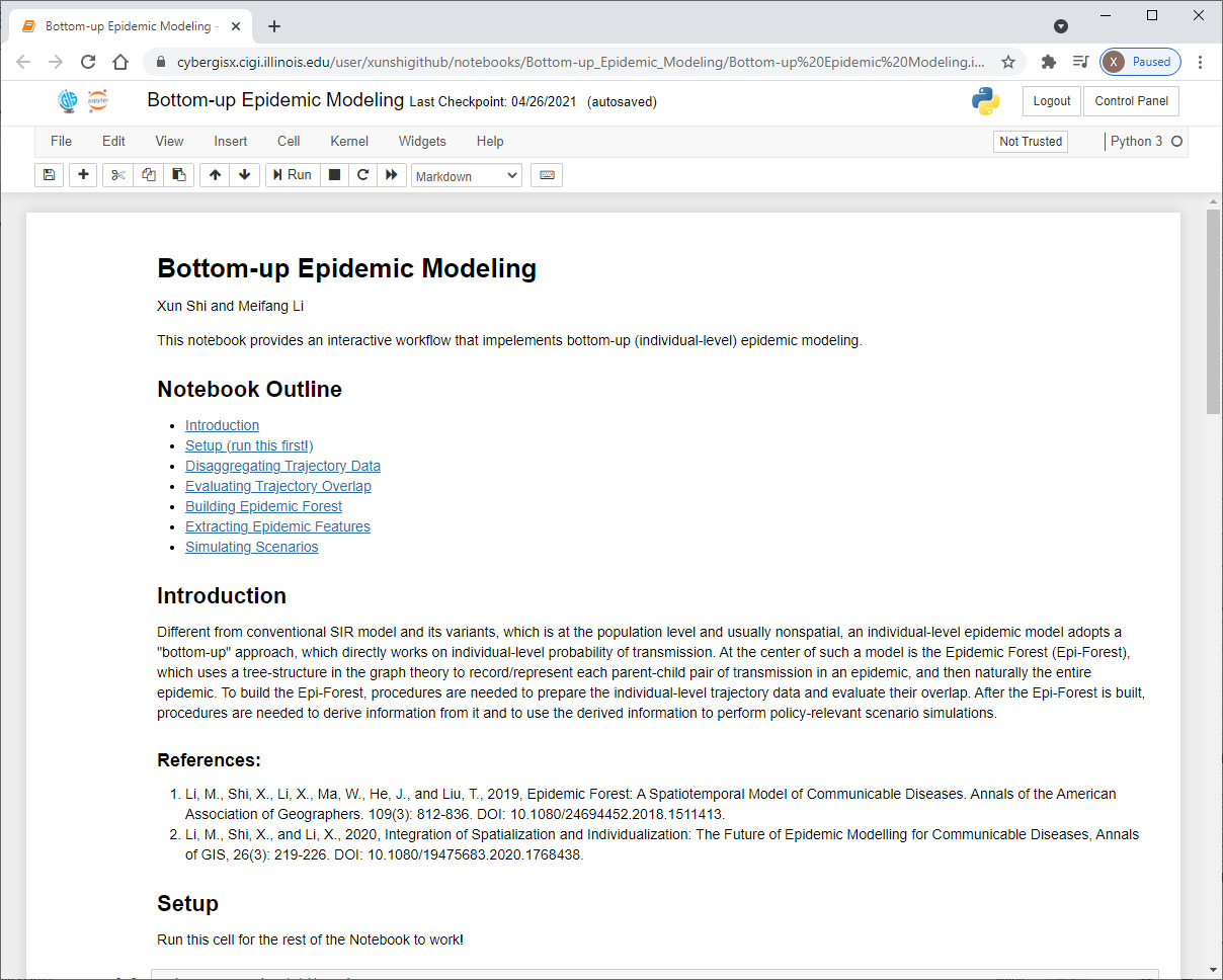 Bottom-up approach to epidemic modeling and access to high-performance computing infrastructure